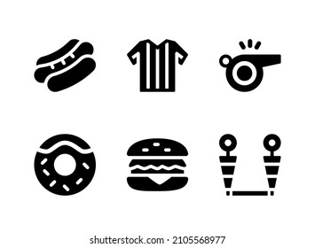 Einfache Set von Super Bowl verwandten Vektor Solid Icons. Enthält Symbole wie Hot Dog, Referee, Whistle und mehr.