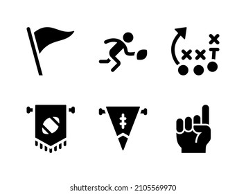 Simple Set of Super Bowl Related Vector Solid Icons. Contains Icons as Pennant, Player, Strategy and more.