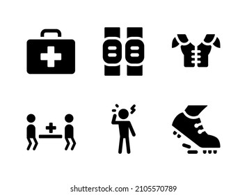 Simple Set of Super Bowl Related Vector Solid Icons. Contains Icons as First Aid Kit, Elbow Pads, Headache and more.