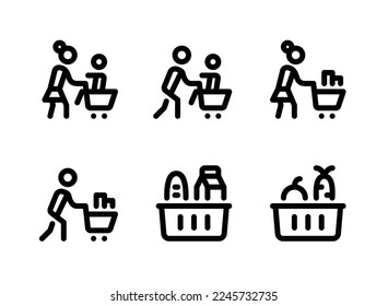 Simple Set of Supermarket Related Vector Line Icons. Contains Icons as Shopping Cart, Trolley and more.