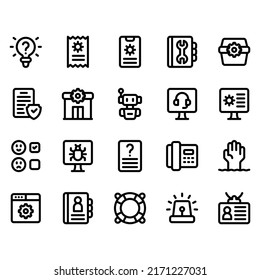 Simple Set Of Support Icon With Line Style. Contains Such Icon As Technical Support, Service, Robot And More. Pixel Perfect Icon. 32 Px Grid. Editable Stroke