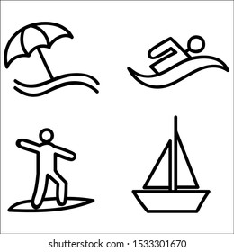 Simple Set of Surfing Vector Line Icons.