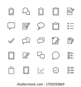 Simple set of survey modern thin line icons. Trendy design. Pack of stroke icons. Vector illustration isolated on a white background. Premium quality symbols.