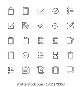 Simple set of survey modern thin line icons. Trendy design. Pack of stroke icons. Vector illustration isolated on a white background. Premium quality symbols.