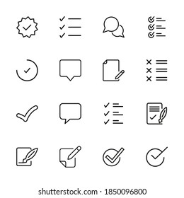 Simple set of survey modern thin line icons. Trendy design. Pack of stroke icons. Vector illustration isolated on a white background. Premium quality symbols.