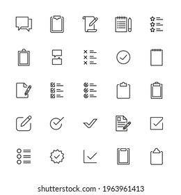 Simple set of survey modern thin line icons. Trendy design. Pack of stroke icons. Vector illustration isolated on a white background. Premium quality symbols.