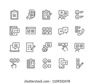Simple Set of Survey Related Vector Line Icons. Contains such Icons as Emotional Opinion, Rating, Checklist and more.
Editable Stroke. 48x48 Pixel Perfect. - Shutterstock ID 1109332478