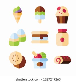 Simple Set Sweet and Candies Vector Color Icons