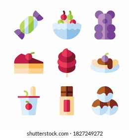 Simple Set Sweet and Candies Vector Color Icons