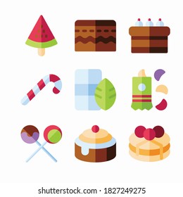 Simple Set Sweet and Candies Vector Iconos de color