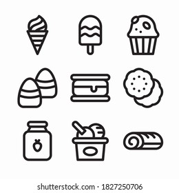 Simple Set Sweet and Candies Vector line Icons