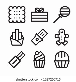 Simple Set Sweet and Candies Vector line Icons