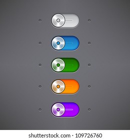 Simple Set of Switch Buttons, Set of ON OFF switch buttons and rollovers
