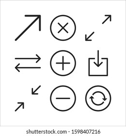 Simple Set Symbol Related Vector Line Icons