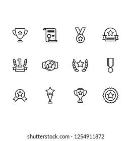 Simple set symbols sport trophy and champion cup line icon. Contains such icon victory, win, cup, award, medal, diploma, sports competition, leadership, championship, first place