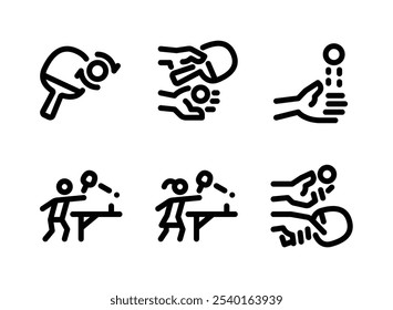 Simple Set of Table Tennis Related Line Icons. Contains Icons as Topspin, Serve, Tossing Ball and more.