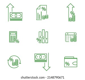 Simple Set of Tax Related Vector Line Icons. Contains such Money Report, Interest Rate, Tax Return and more. 