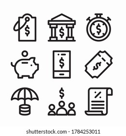 Simple Set Taxes Vector line Icons
