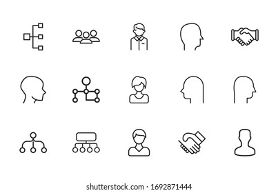 Simple set of team icons in trendy line style. Modern vector symbols, isolated on a white background. Linear pictogram pack. Line icons collection for web apps and mobile concept.