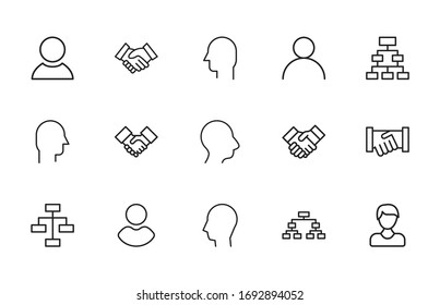 Simple set of team icons in trendy line style. Modern vector symbols, isolated on a white background. Linear pictogram pack. Line icons collection for web apps and mobile concept.