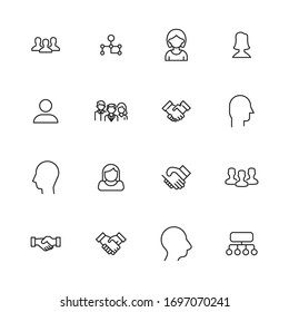 Simple set of team icons in trendy line style. Modern vector symbols, isolated on a white background. Linear pictogram pack. Line icons collection for web apps and mobile concept.