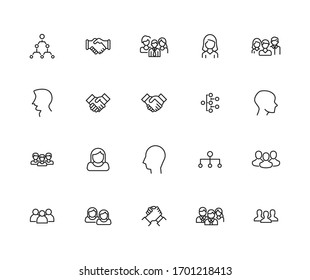 Simple set of team icons in trendy line style. Modern vector symbols, isolated on a white background. Linear pictogram pack. Line icons collection for web apps and mobile concept.