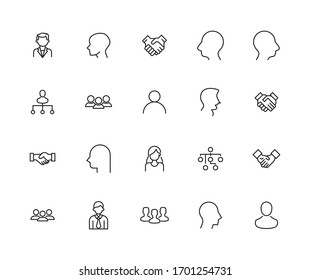 Simple set of team icons in trendy line style. Modern vector symbols, isolated on a white background. Linear pictogram pack. Line icons collection for web apps and mobile concept.