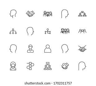 Simple set of team icons in trendy line style. Modern vector symbols, isolated on a white background. Linear pictogram pack. Line icons collection for web apps and mobile concept.