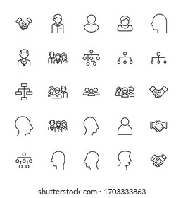 Simple set of team icons in trendy line style. Modern vector symbols, isolated on a white background. Linear pictogram pack. Line icons collection for web apps and mobile concept.