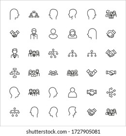 Simple set of team icons in trendy line style. Modern vector symbols, isolated on a white background. Linear pictogram pack. Line icons collection for web apps and mobile concept.
