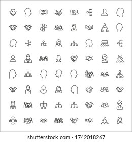 Simple set of team icons in trendy line style. Modern vector symbols, isolated on a white background. Linear pictogram pack. Line icons collection for web apps and mobile concept.