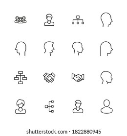 Conjunto simple de iconos de equipo en estilo de línea de moda. Símbolos vectoriales modernos, aislados en un fondo blanco. Envase para pictogramas lineales. Colección de iconos de línea para aplicaciones web y concepto móvil.