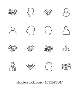 Simple set of team icons in trendy line style. Modern vector symbols, isolated on a white background. Linear pictogram pack. Line icons collection for web apps and mobile concept.