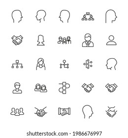 Simple set of team icons in trendy line style. Modern vector symbols, isolated on a white background. Linear pictogram pack. Line icons collection for web apps and mobile concept.