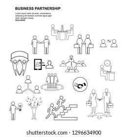 Simple Set of Team Work Related Vector Line Icons. Contains such Icons as Collaboration, Research.