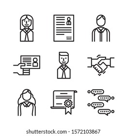 Simple Set of Team Work Related Vector Line Icons. Contains such Icons as Collaboration, Research, Meeting and more.