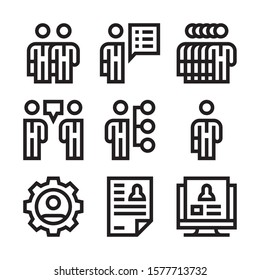 Simple Set of Team Work Related Vector Line Icons. Contains such Icons as Collaboration, Research, Meeting and more. Editable Stroke.