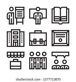 Simple Set of Team Work Related Vector Line Icons. Contains such Icons as Collaboration, Research, Meeting and more. Editable Stroke.