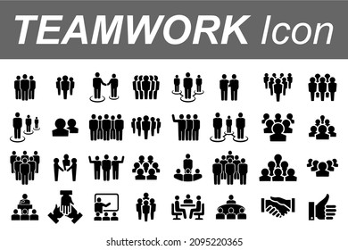 Simple Set of Team Work Related Vector Icons. Contains such Icons as Collaboration, Research, Meeting and more