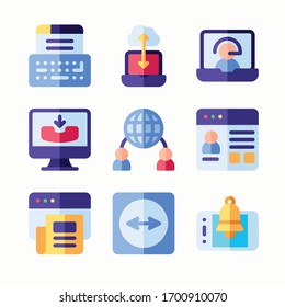 
Ajuste simple de los iconos de color del vector de telecomunicaciones. Color con trazo editable