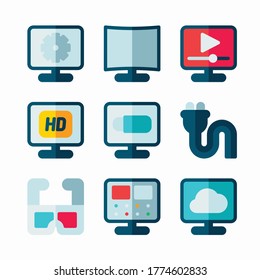 Simple Set Television Vector Color Icons. Color with Editable stroke