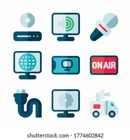 Sencillos Iconos De Color Del Vector De Televisión. Color con trazo editable