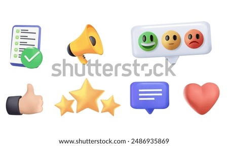 Simple Set of Testimonials Related Vector 3d Icons. Contains such Icons as Customer Relationship Management, Feedback, Review, Emotion symbols and more.