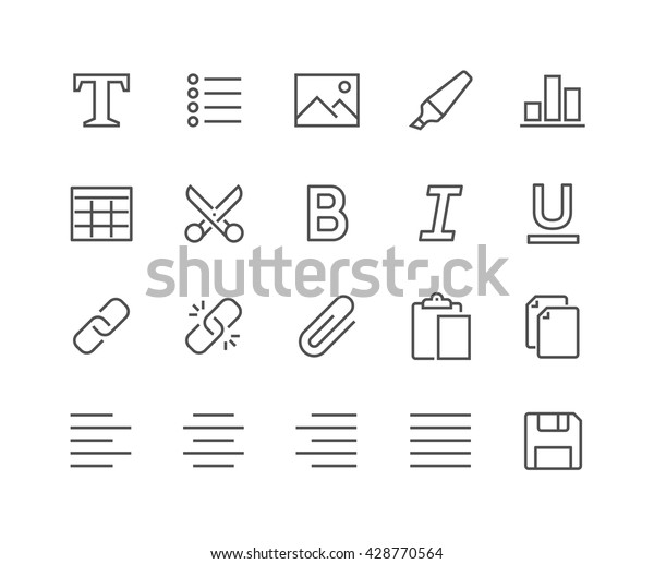 Simple Set of Text Editing\
Related Vector Line Icons. \
Contains such Icons as Copy, Paste,\
Insert Image, Marker and more. \
Editable Stroke. 48x48 Pixel\
Perfect. 