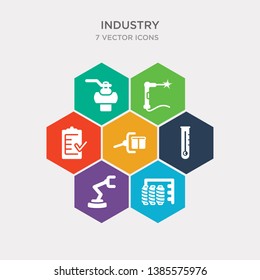 simple set of textile, robotic arm, temperature, product icons, contains such as icons task, welding, valve and more. 64x64 pixel perfect. infographics vector