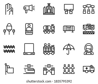 Simple set of thai protests icons on white background.