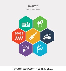 simple set of theatre masks, sprinkle stars, claping hands, opening champagne bottle icons, contains such as icons birthday wish, three ornamental balloons, dj playing records and more. 64x64 pixel
