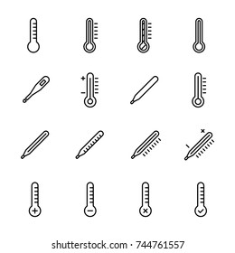 Simple set of thermometer related outline icons. Elements for mobile concept and web apps. Thin line vector icons for website design and development, app development. Premium pack.