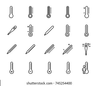 Simple set of thermometer related outline icons. Elements for mobile concept and web apps. Thin line vector icons for website design and development, app development. Premium pack.