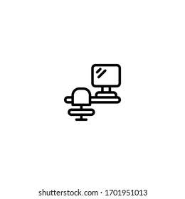 Simple set thin linear icon or logo home office work suitable for mobile apps, website, and more.with editable stroke 48x48 pixel perfect on white background